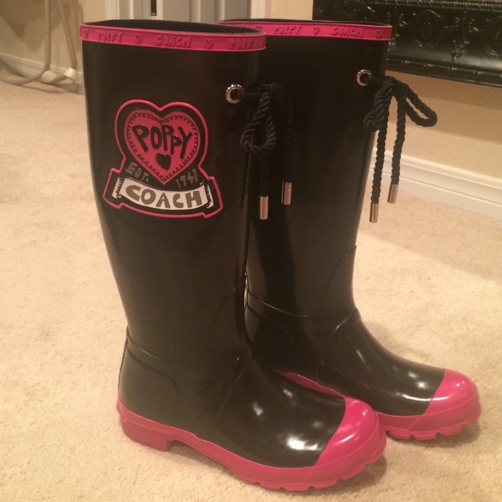 Coach Rain Boots size 7 Poppy